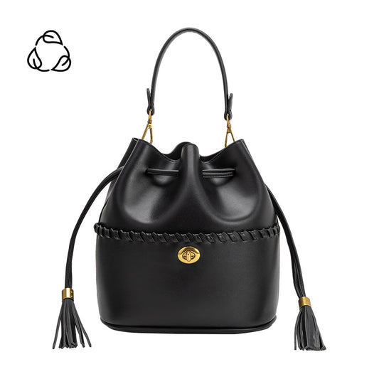 Melie Bianco Black Janae Recycled Vegan Leather Top Handle Bag