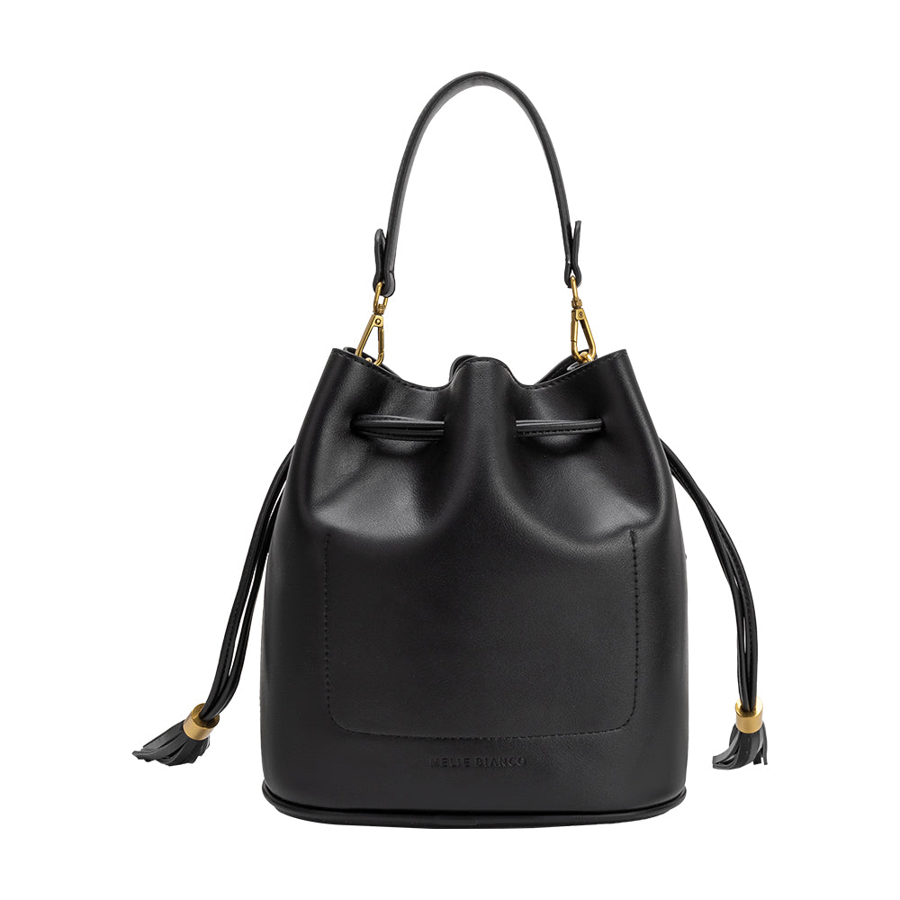 Melie Bianco Black Janae Recycled Vegan Leather Top Handle Bag