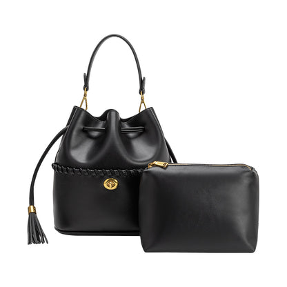 Melie Bianco Black Janae Recycled Vegan Leather Top Handle Bag