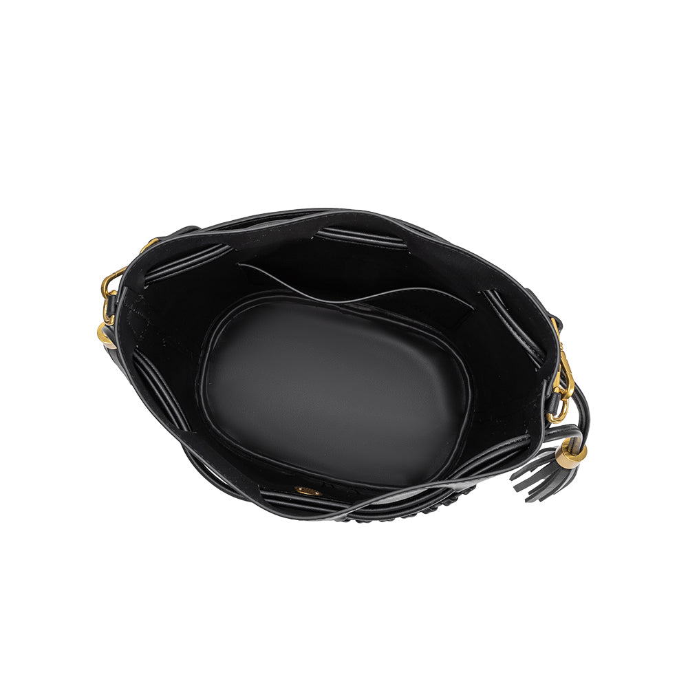 Melie Bianco Black Janae Recycled Vegan Leather Top Handle Bag