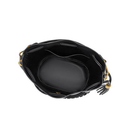 Melie Bianco Black Janae Recycled Vegan Leather Top Handle Bag