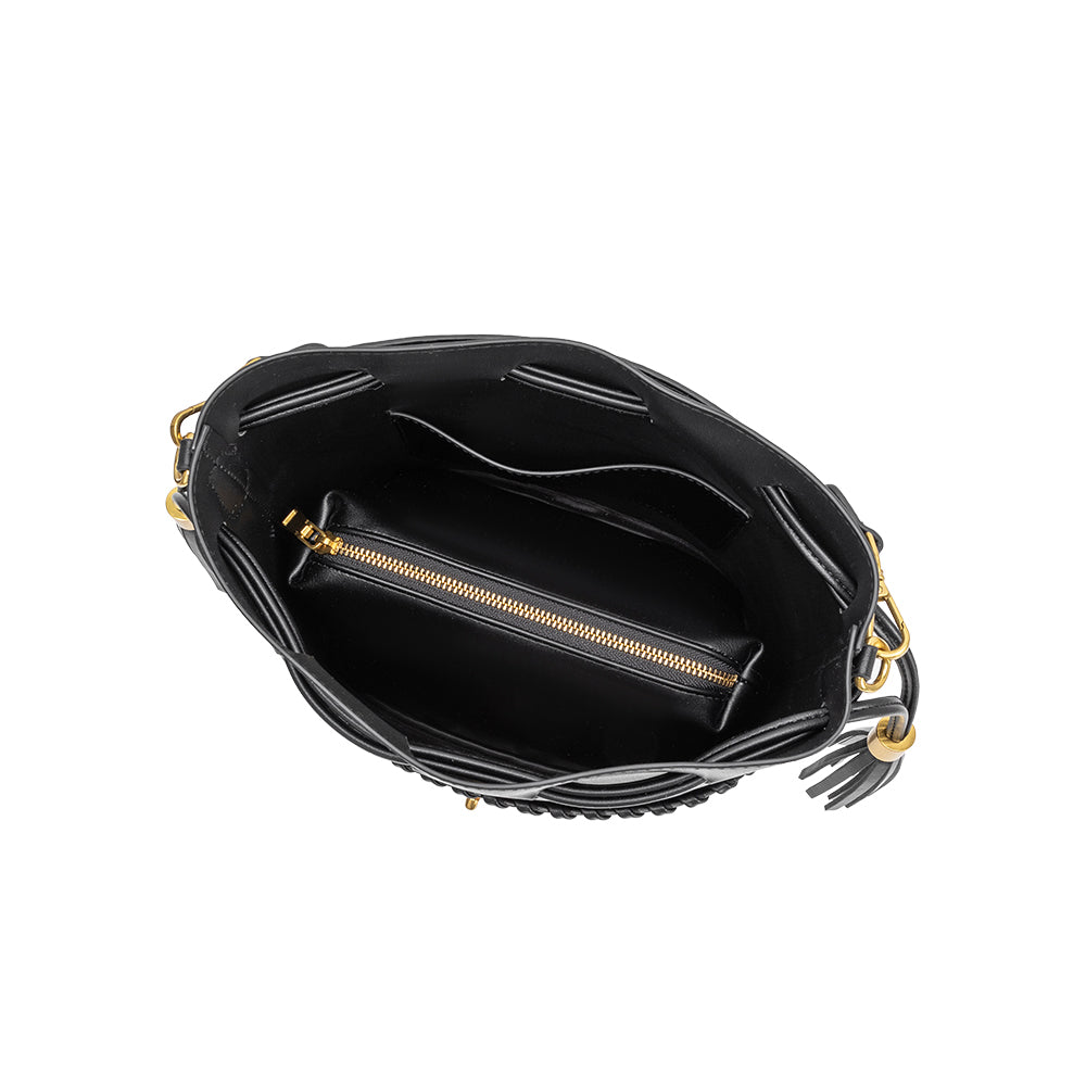 Melie Bianco Black Janae Recycled Vegan Leather Top Handle Bag