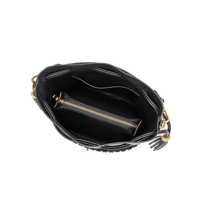 Melie Bianco Black Janae Recycled Vegan Leather Top Handle Bag