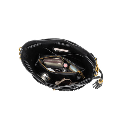 Melie Bianco Black Janae Recycled Vegan Leather Top Handle Bag