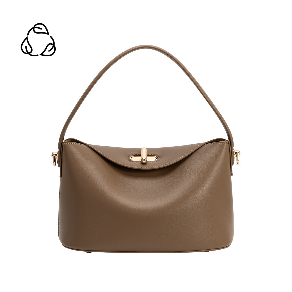 Melie Bianco Taupe Lana Recycled Vegan Leather Crossbody Bag
