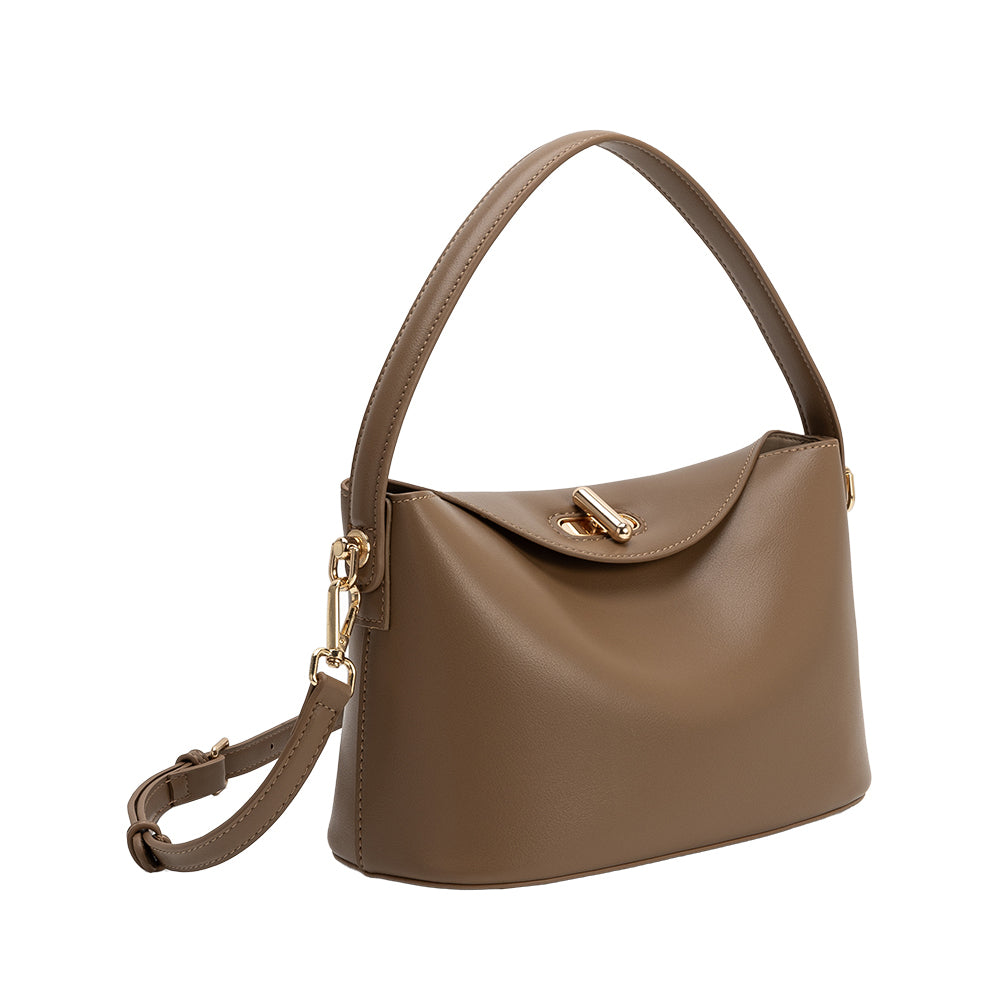 Melie Bianco Taupe Lana Recycled Vegan Leather Crossbody Bag