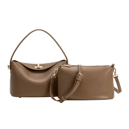 Melie Bianco Taupe Lana Recycled Vegan Leather Crossbody Bag