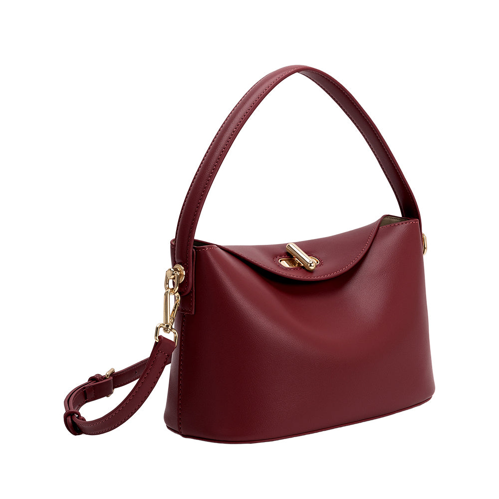 Melie Bianco Burgundy Lana Recycled Vegan Leather Crossbody Bag