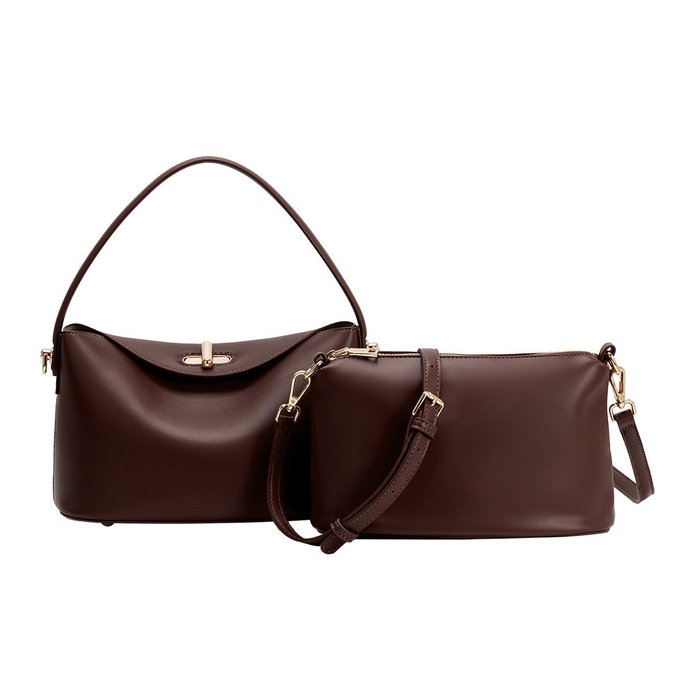 Melie Bianco Espresso Lana Recycled Vegan Leather Crossbody Bag