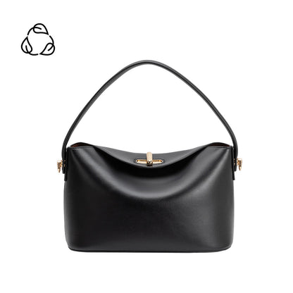 Melie Bianco Black Lana Recycled Vegan Leather Crossbody Bag