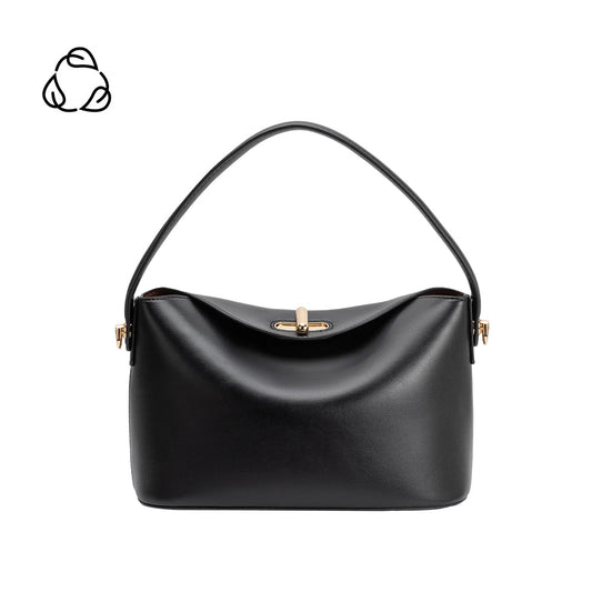 Melie Bianco Black Lana Recycled Vegan Leather Crossbody Bag