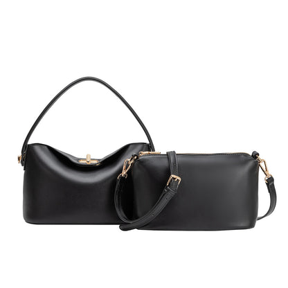 Melie Bianco Black Lana Recycled Vegan Leather Crossbody Bag