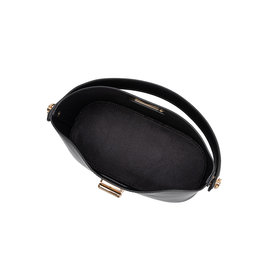 Melie Bianco Black Lana Recycled Vegan Leather Crossbody Bag