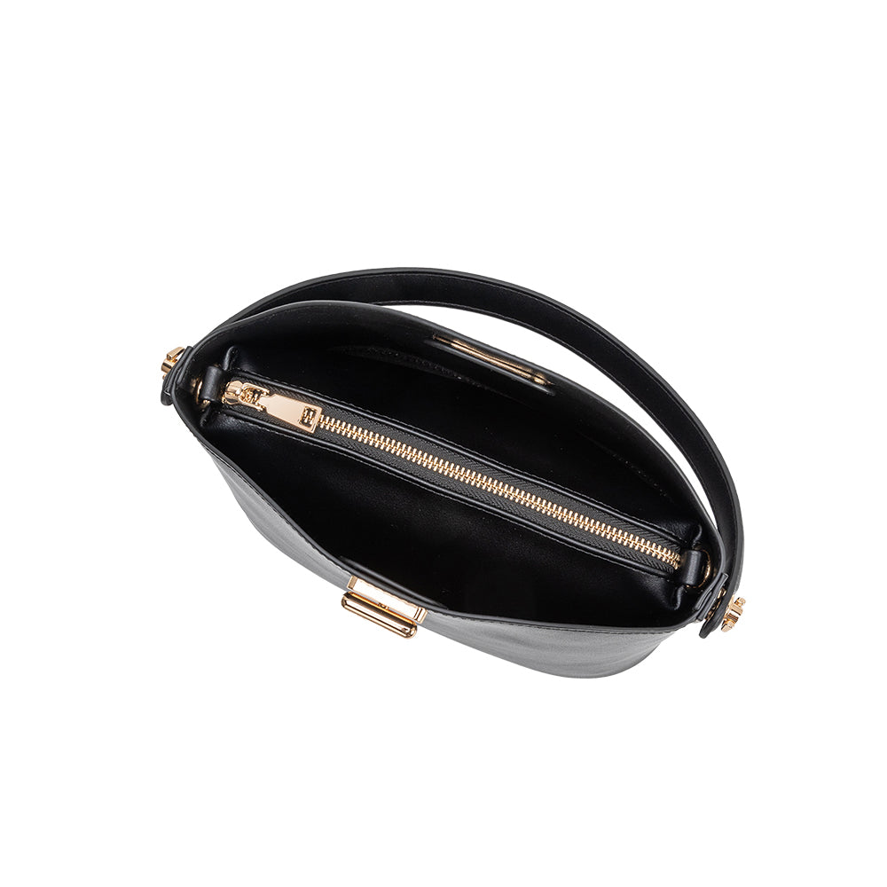 Melie Bianco Black Lana Recycled Vegan Leather Crossbody Bag
