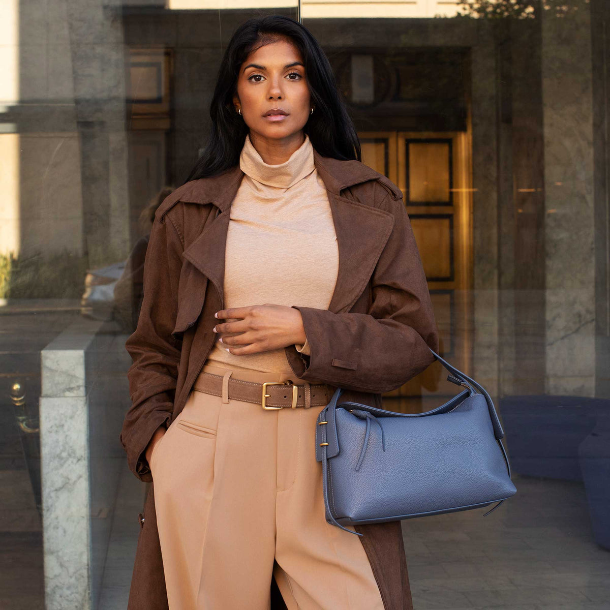 Melie Bianco Slate Emory Recycled Vegan Leather Top Handle Bag