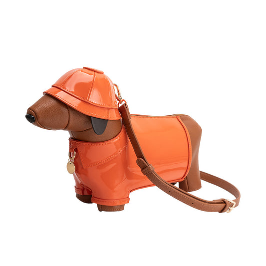 Melie Bianco Orange Rain Dog Vegan Leather Crossbody Bag