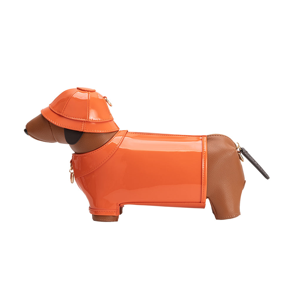 Melie Bianco Orange Rain Dog Vegan Leather Crossbody Bag