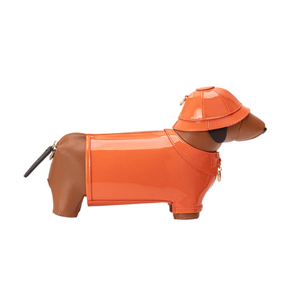 Melie Bianco Orange Rain Dog Vegan Leather Crossbody Bag