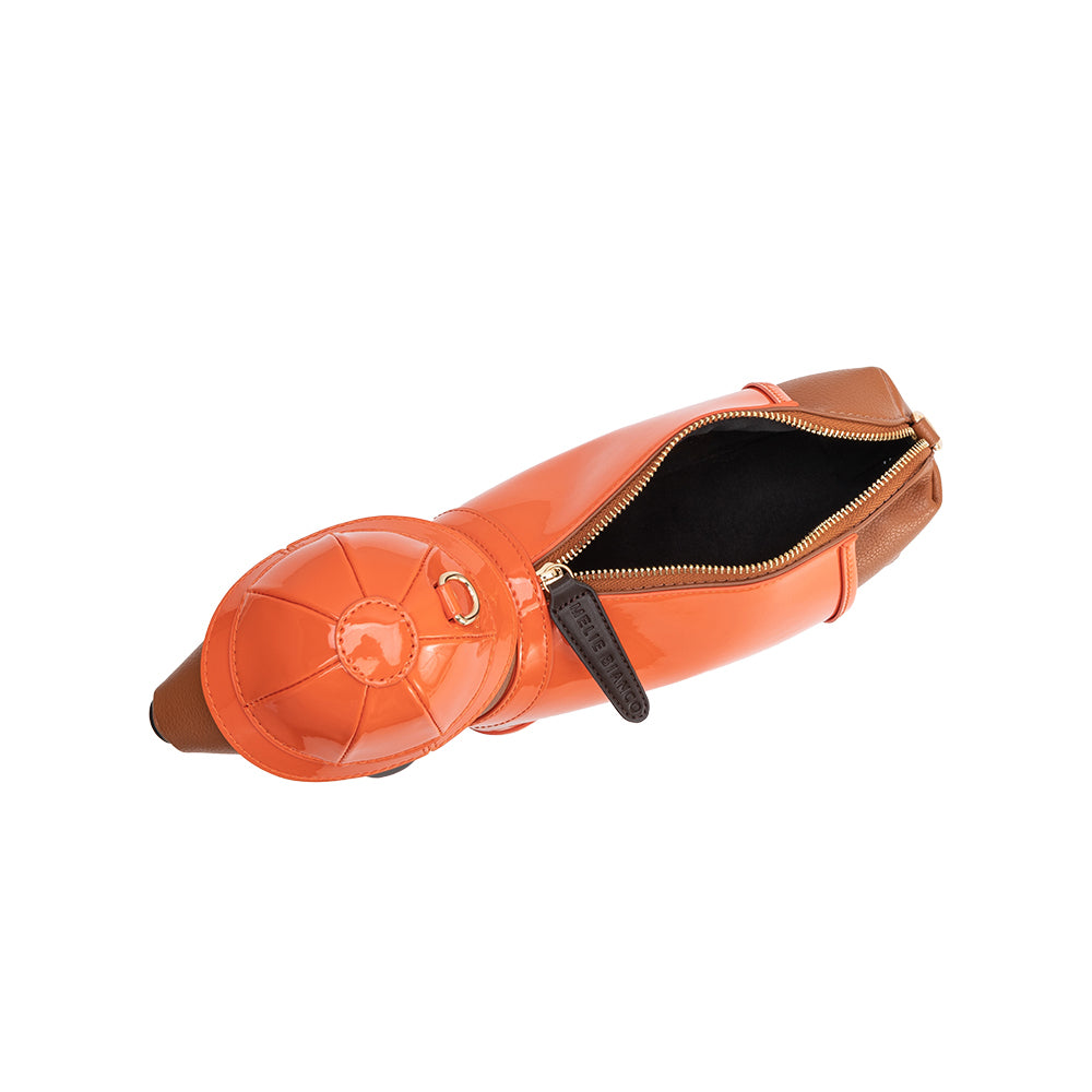 Melie Bianco Orange Rain Dog Vegan Leather Crossbody Bag
