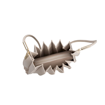 Melie Bianco Bone Carrie Medium Vegan Leather Pleated Shoulder Bag