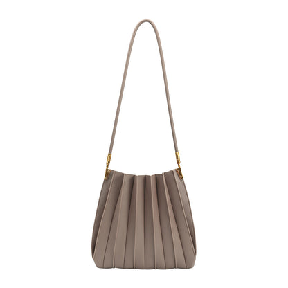 Melie Bianco Mushroom Carrie Medium Vegan Leather Pleated Shoulder Bag