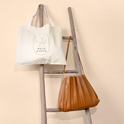 Melie Bianco Tan Carrie Medium Vegan Leather Pleated Shoulder Bag