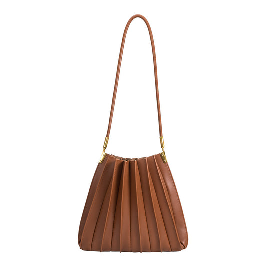 Melie Bianco Saddle Carrie Medium Vegan Leather Pleated Shoulder Bag