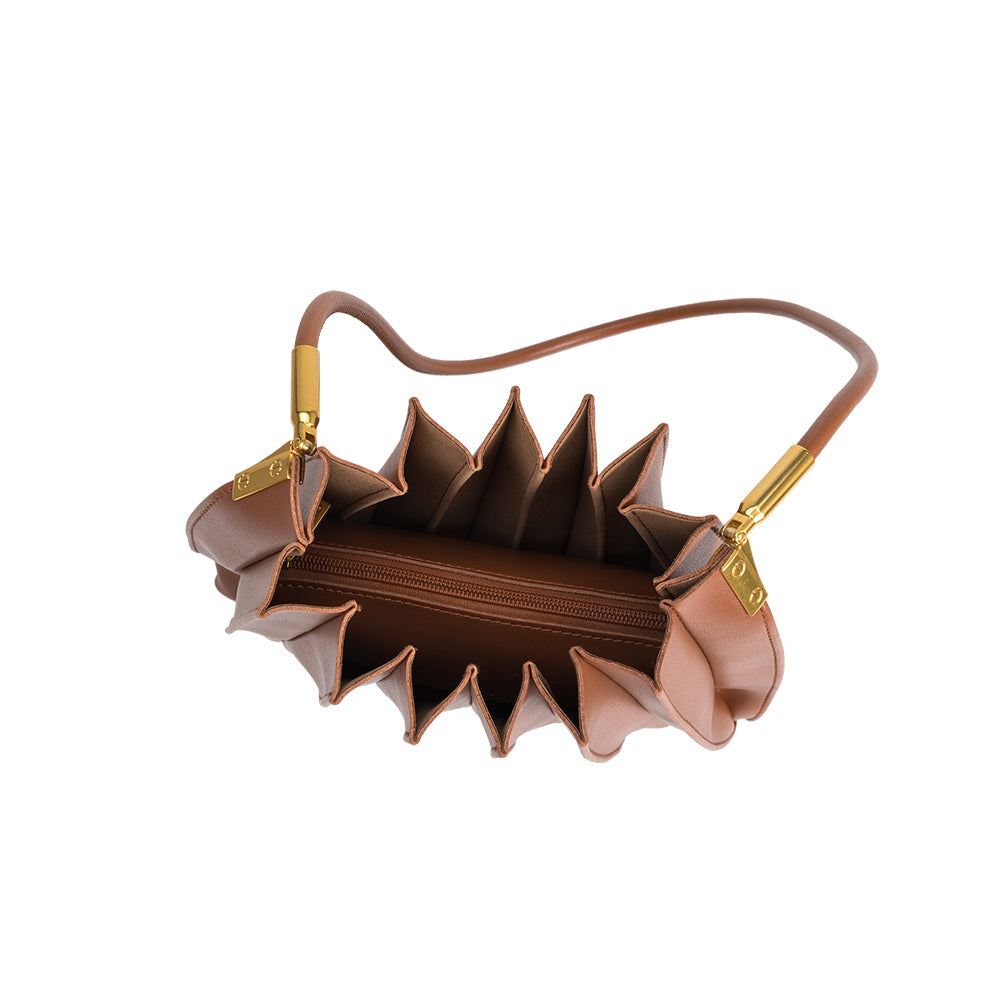 Melie Bianco Saddle Carrie Medium Vegan Leather Pleated Shoulder Bag