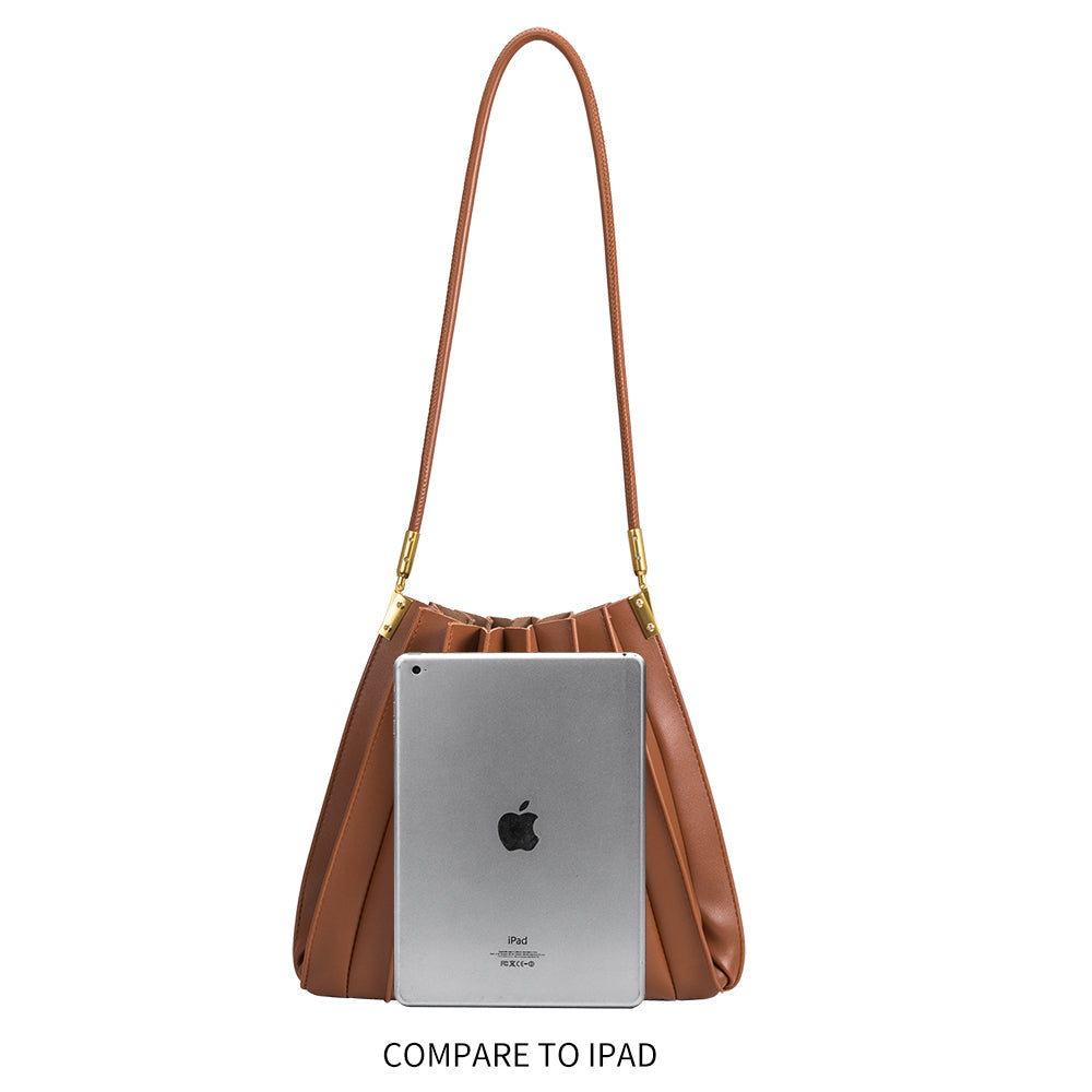 Melie Bianco Saddle Carrie Medium Vegan Leather Pleated Shoulder Bag