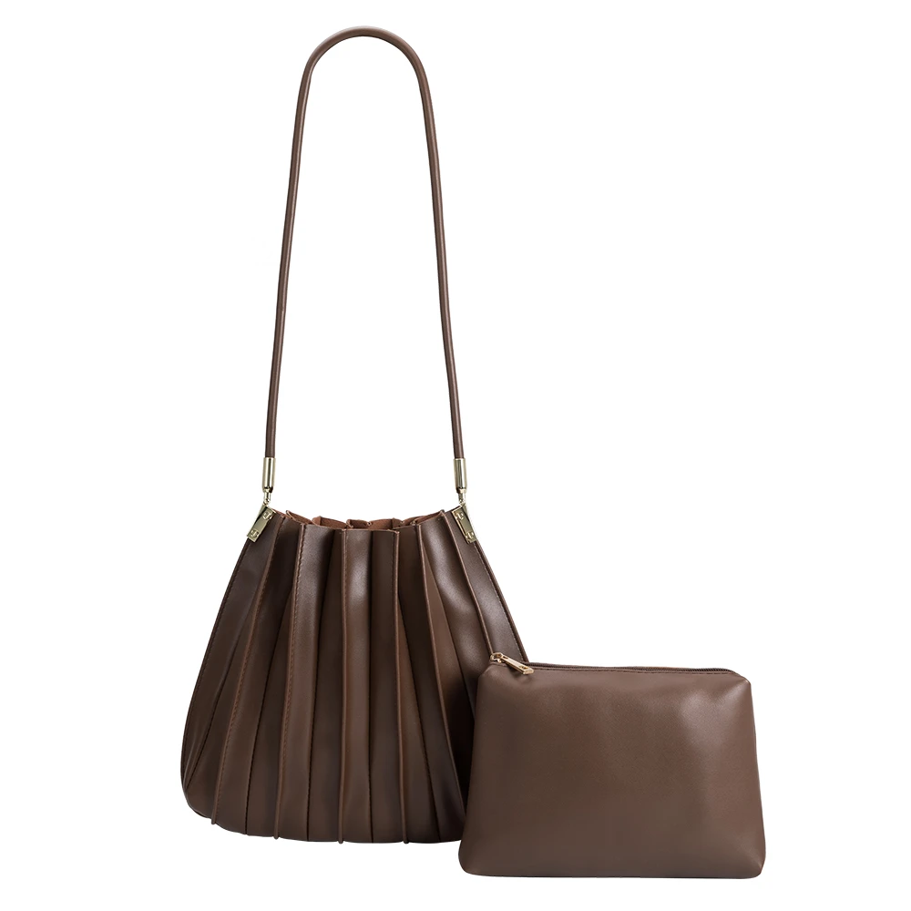 Melie Bianco Chocolate Carrie Medium Vegan Leather Shoulder Bag