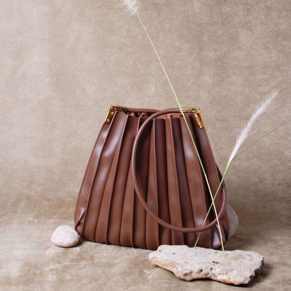 Melie Bianco Chocolate Carrie Medium Vegan Leather Shoulder Bag