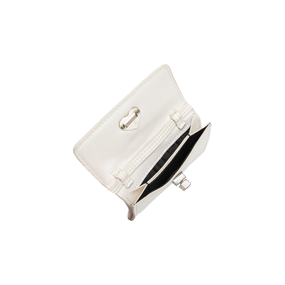 Melie Bianco Ivory Hart Small Vegan Leather Card Holder