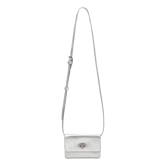 Melie Bianco Silver Hart Small Vegan Leather Card Holder