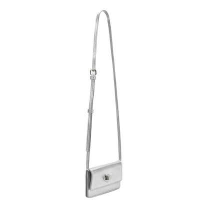 Melie Bianco Silver Hart Small Vegan Leather Card Holder
