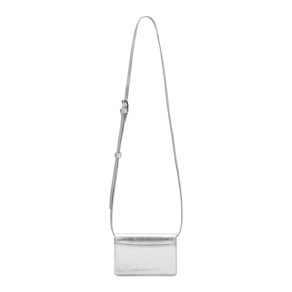 Melie Bianco Silver Hart Small Vegan Leather Card Holder