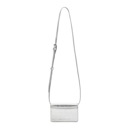 Melie Bianco Silver Hart Small Vegan Leather Card Holder