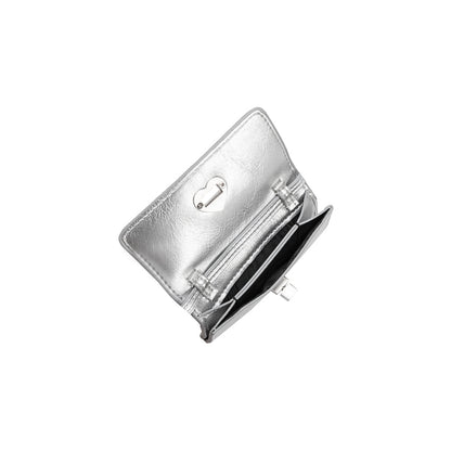 Melie Bianco Silver Hart Small Vegan Leather Card Holder