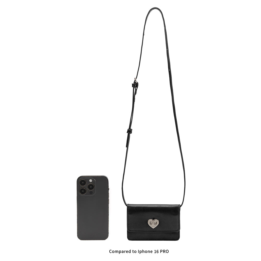 Melie Bianco Silver Hart Small Vegan Leather Card Holder