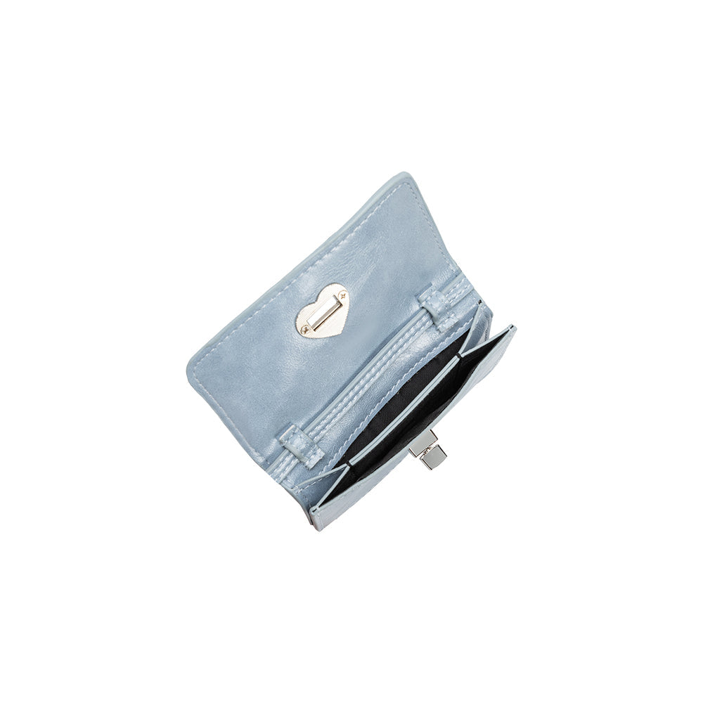 Melie Bianco Blue Hart Small Vegan Leather Card Holder