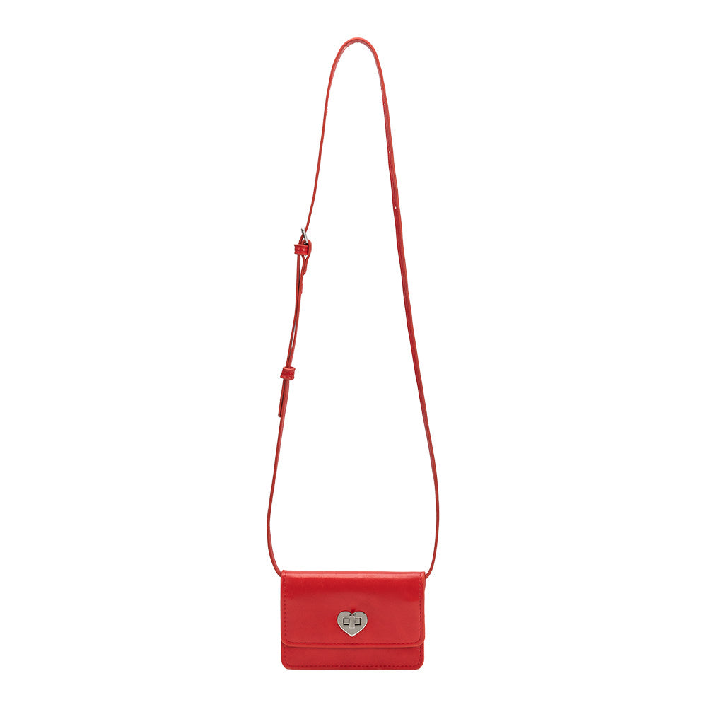 Melie Bianco Red Hart Small Vegan Leather Card Holder
