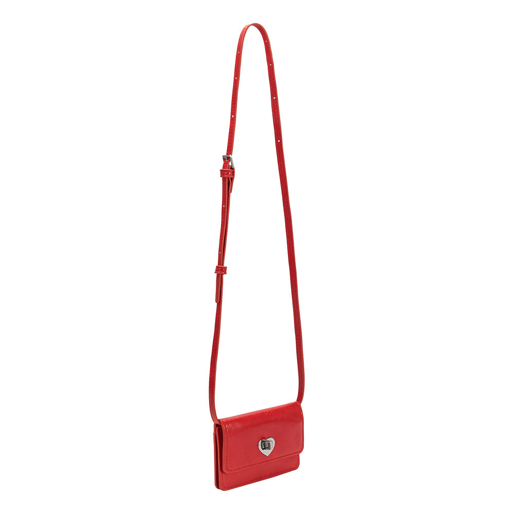 Melie Bianco Red Hart Small Vegan Leather Card Holder