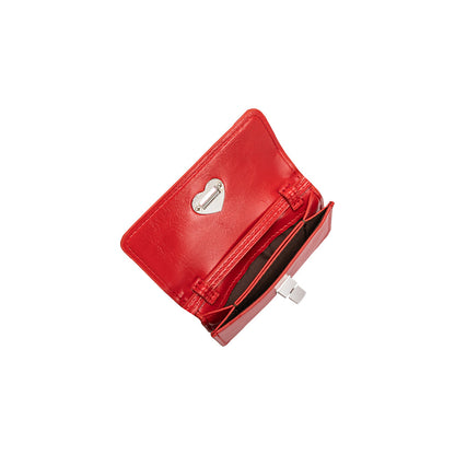 Melie Bianco Red Hart Small Vegan Leather Card Holder