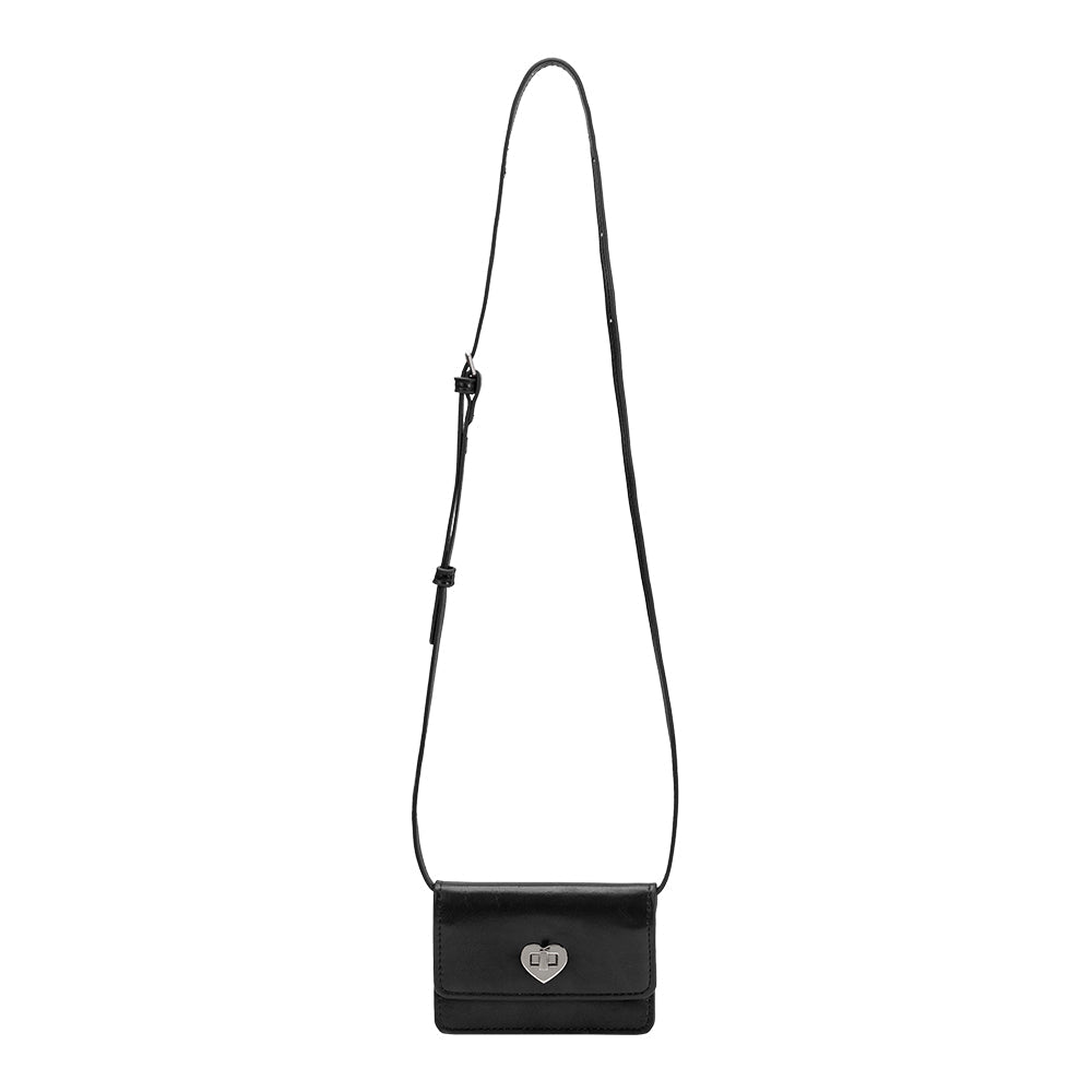 Melie Bianco Black Hart Small Vegan Leather Card Holder