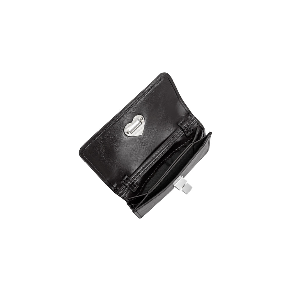 Melie Bianco Black Hart Small Vegan Leather Card Holder
