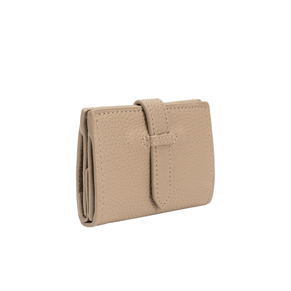 Melie Bianco Taupe Pria Small Vegan Leather Wallet