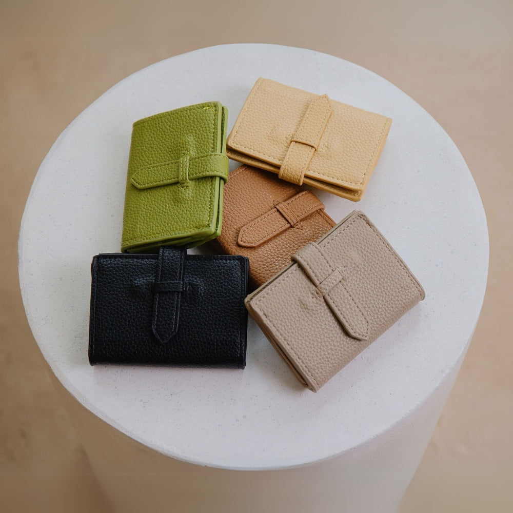 Melie Bianco Taupe Pria Small Vegan Leather Wallet