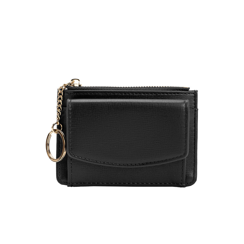 Melie Bianco Black Kara Small Vegan Leather Card Case Wallet
