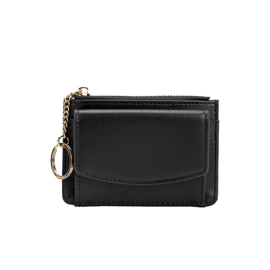 Melie Bianco Black Kara Small Vegan Leather Card Case Wallet