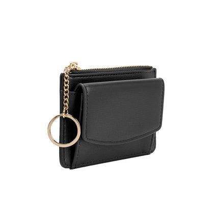 Melie Bianco Black Kara Small Vegan Leather Card Case Wallet