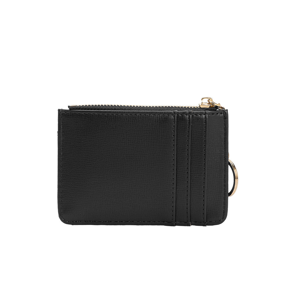 Melie Bianco Black Kara Small Vegan Leather Card Case Wallet